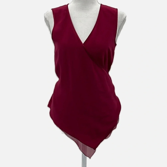 Etro 100% Silk Sleeveless V Neck True Wrap Top in Scarlet - Size Small (40 IT) - Picture 1 of 6
